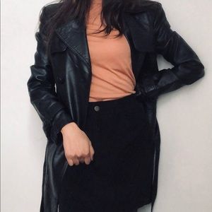 Members Only leather long jacket.